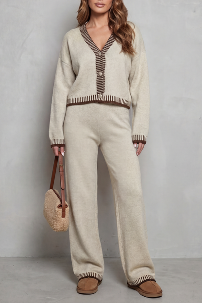 Ondine | Contrast Trim Knit Loungewear Set