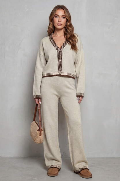 Ondine | Contrast Trim Knit Loungewear Set