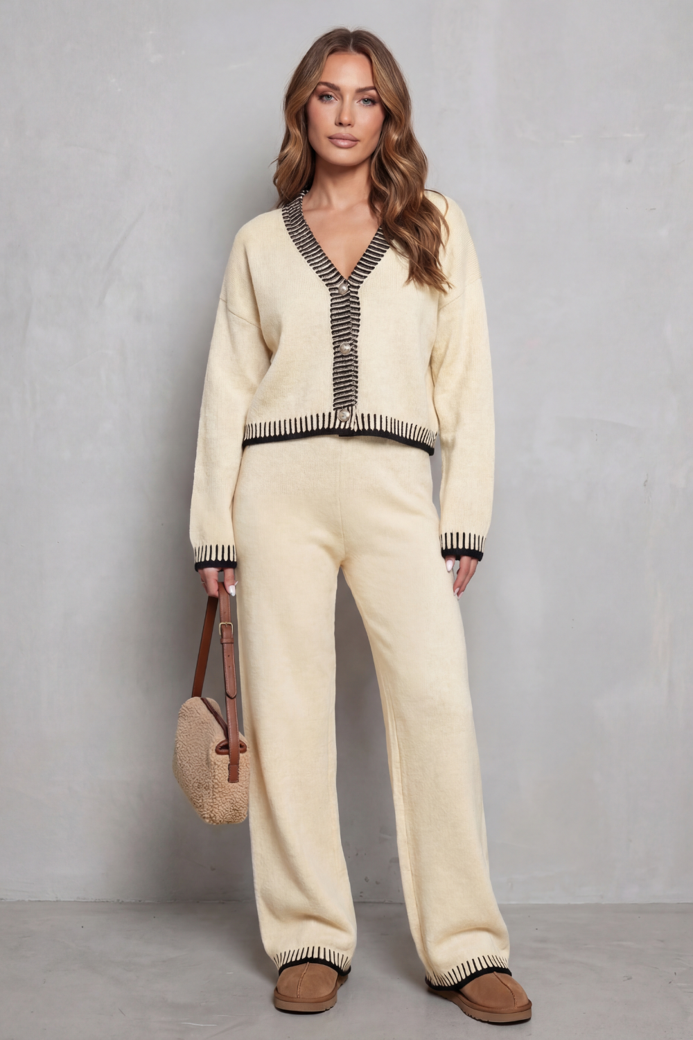 Ondine | Contrast Trim Knit Loungewear Set