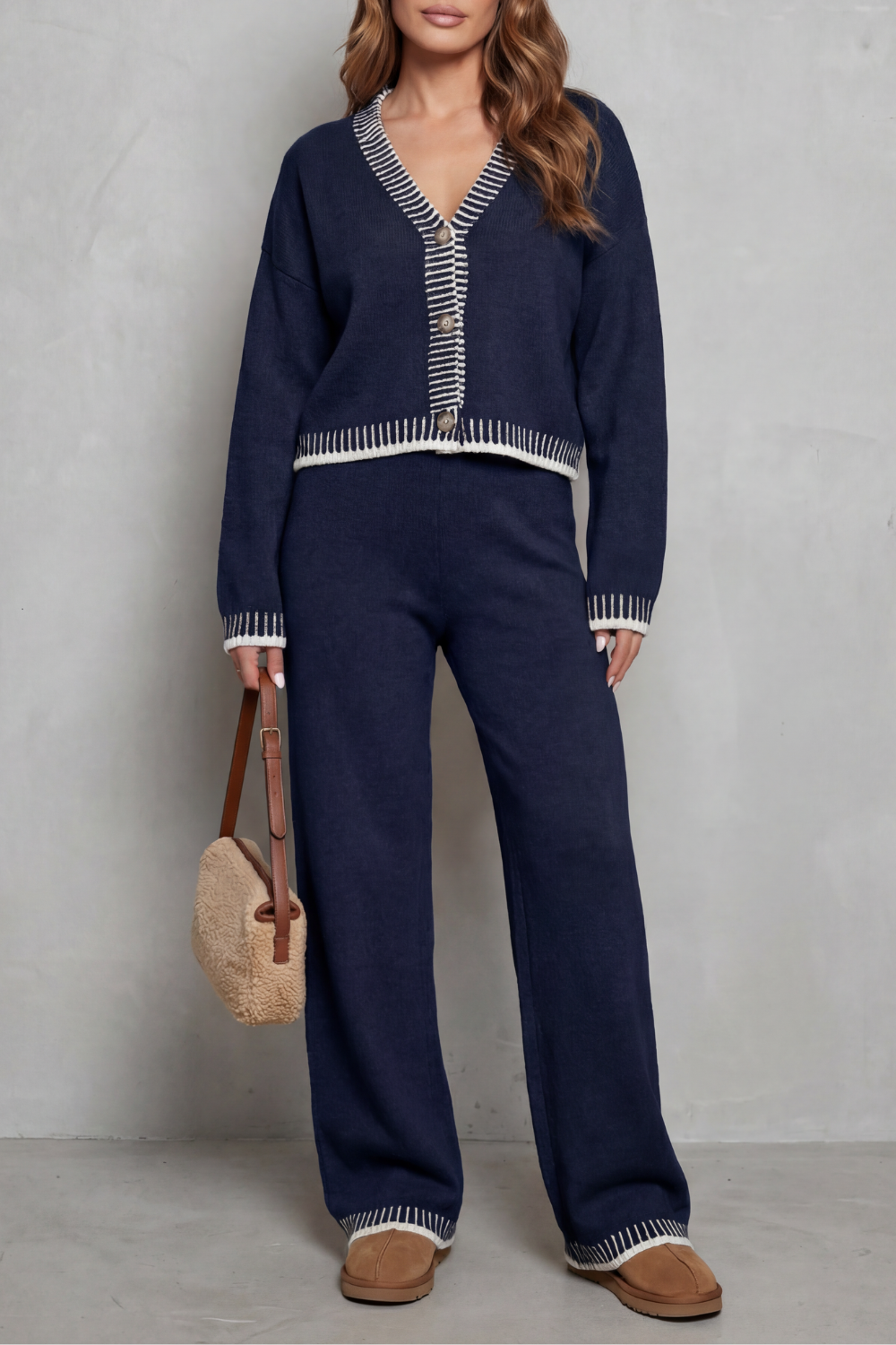 Ondine | Contrast Trim Knit Loungewear Set