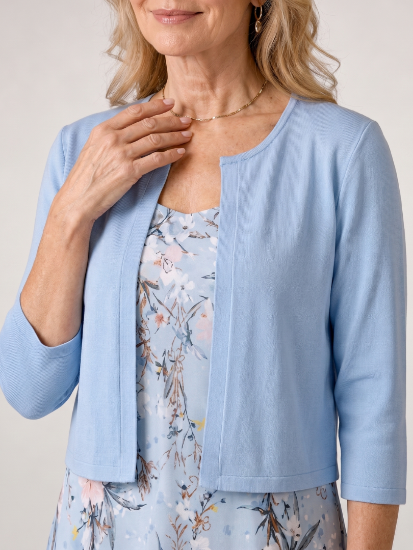 Charlotte | Floral Print Sleeveless Cropped Jacket Midi Dress