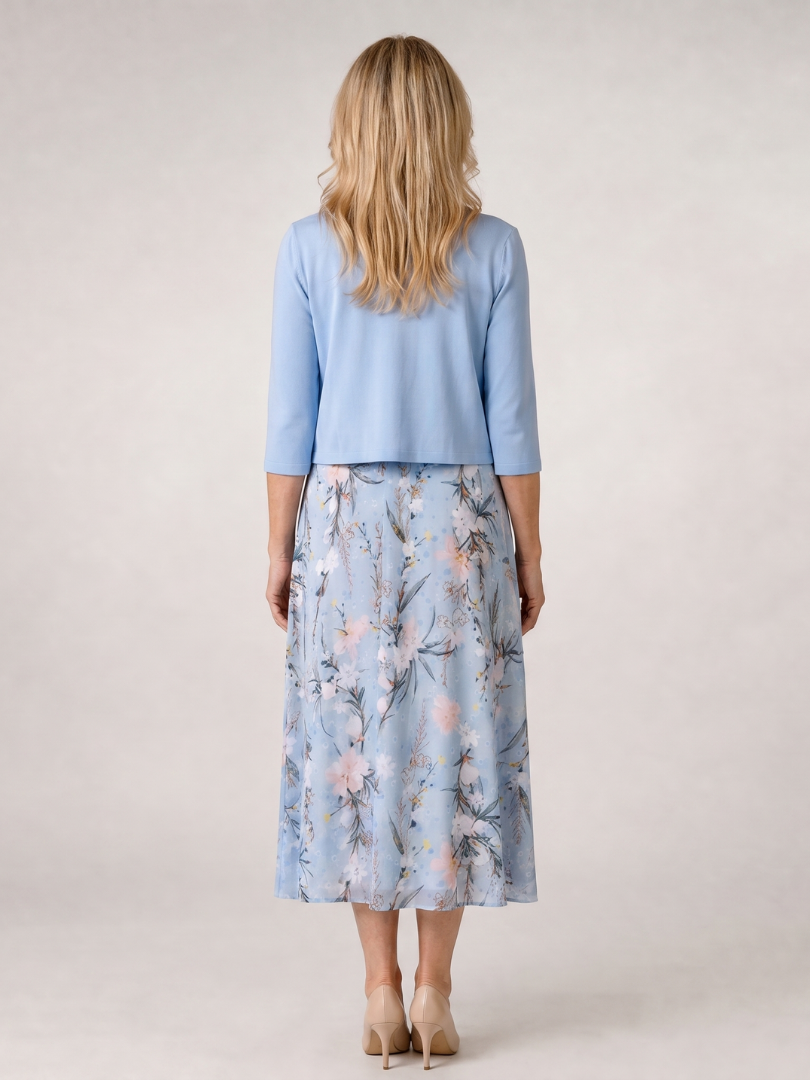 Charlotte | Floral Print Sleeveless Cropped Jacket Midi Dress