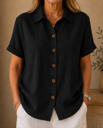 Lucille | Woven Button Front Blouse