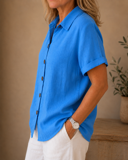 Lucille | Woven Button Front Blouse