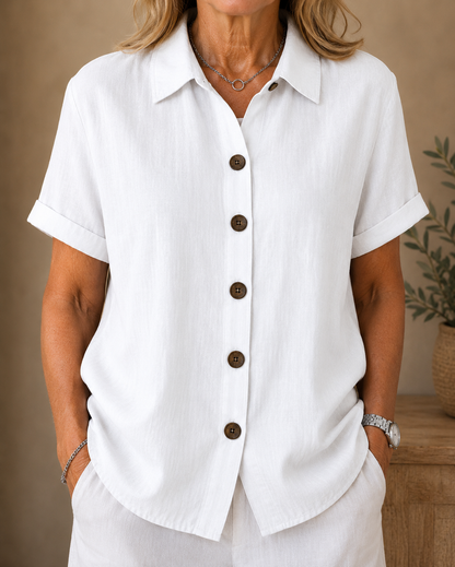 Lucille | Woven Button Front Blouse