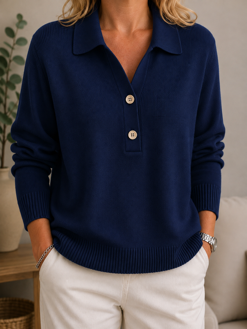 Cassia | Collared Button Front Knit Jumper