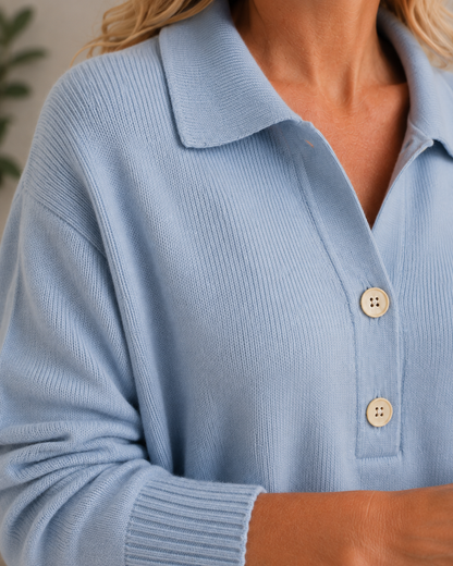 Cassia | Collared Button Front Knit Jumper
