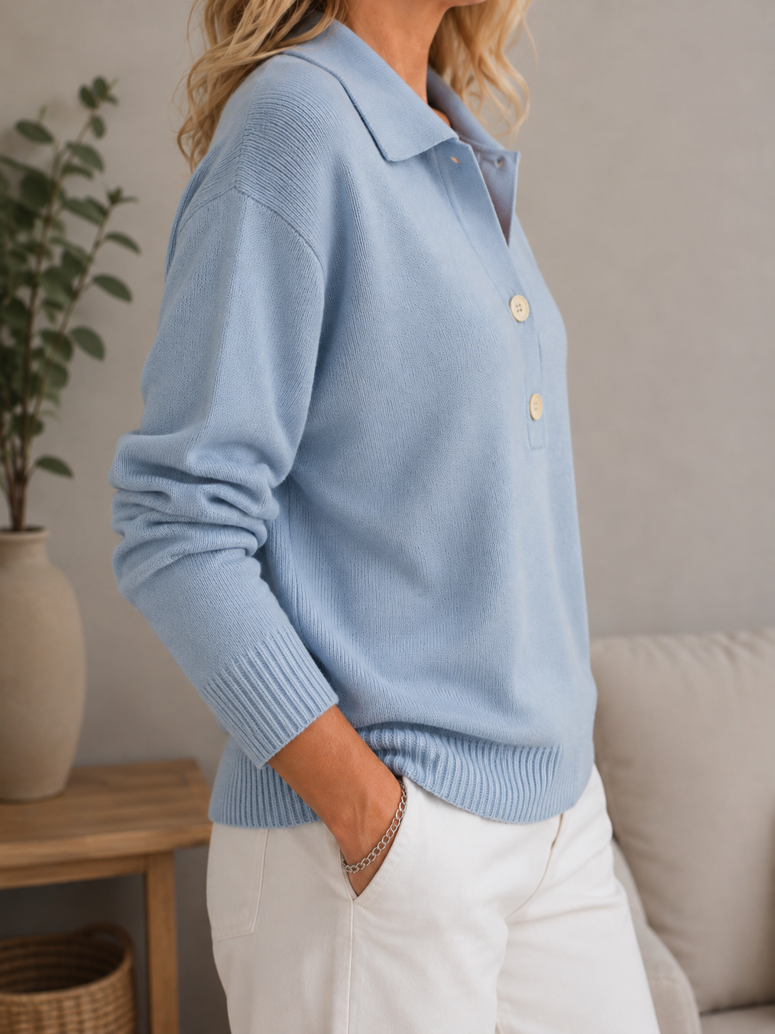 Cassia | Collared Button Front Knit Jumper
