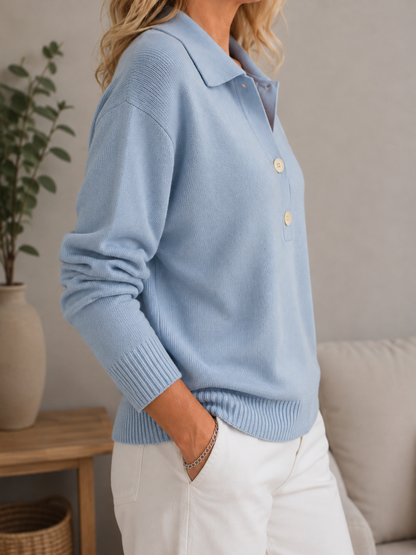 Cassia | Collared Button Front Knit Jumper
