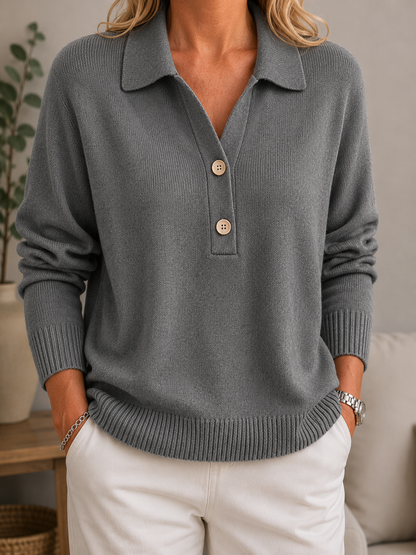 Cassia | Collared Button Front Knit Jumper