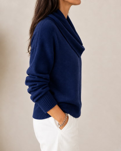 Blythe | Draped Cowl Neck Knit Jumper