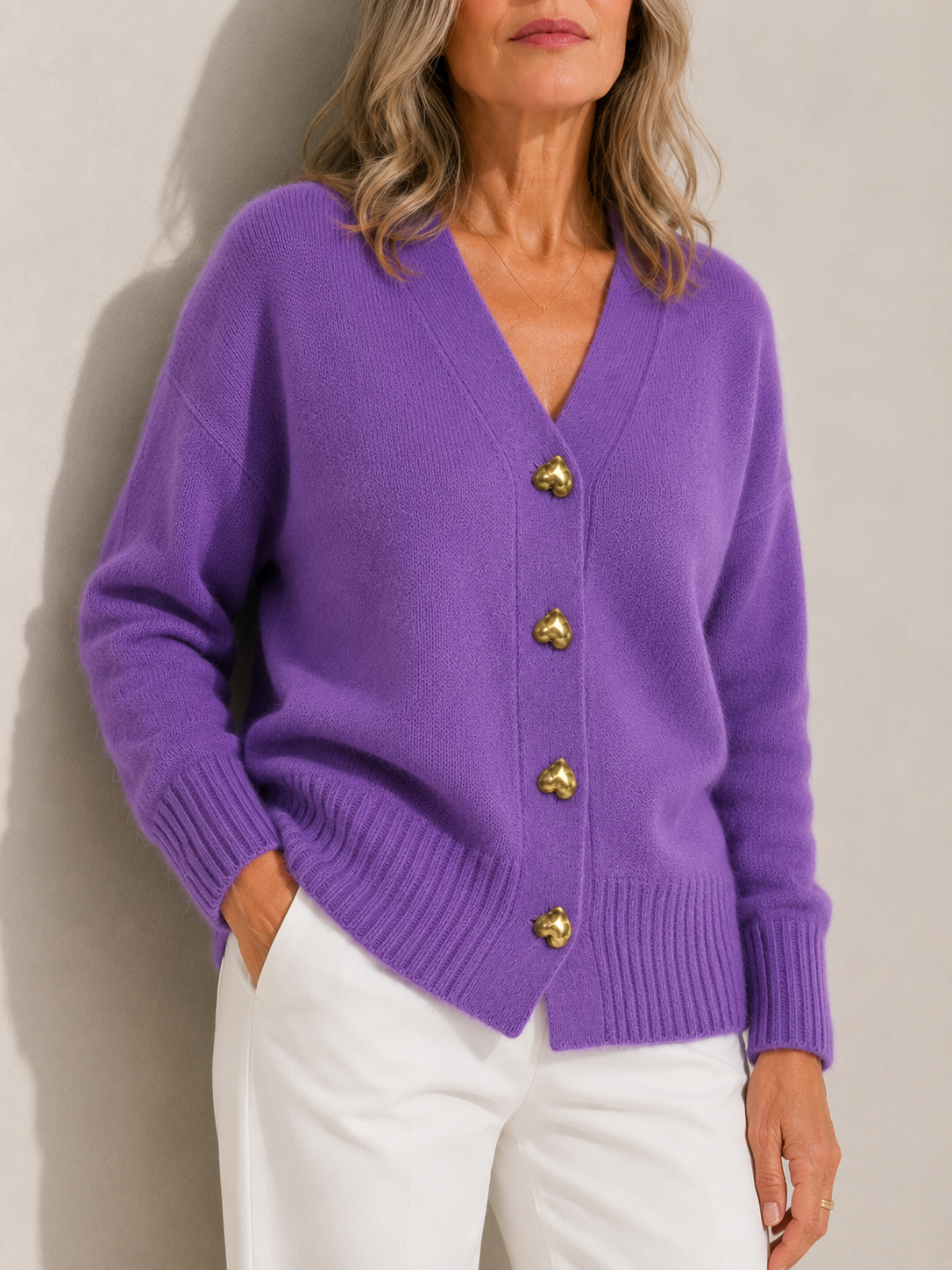 Coralie | Heart Button Knit Cardigan