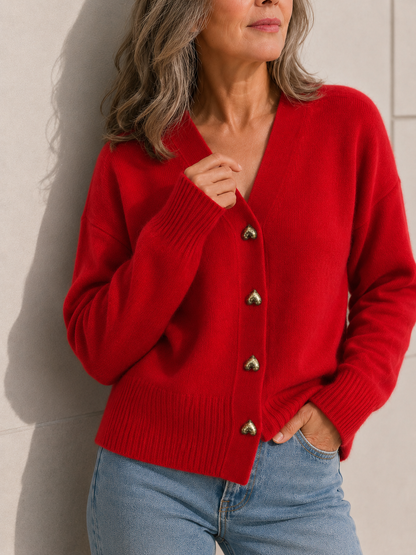 Coralie | Heart Button Knit Cardigan