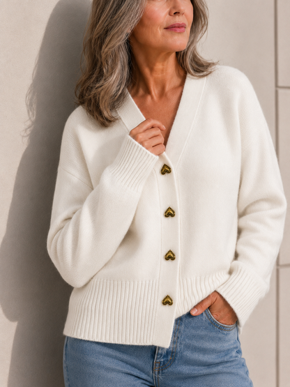 Coralie | Heart Button Knit Cardigan