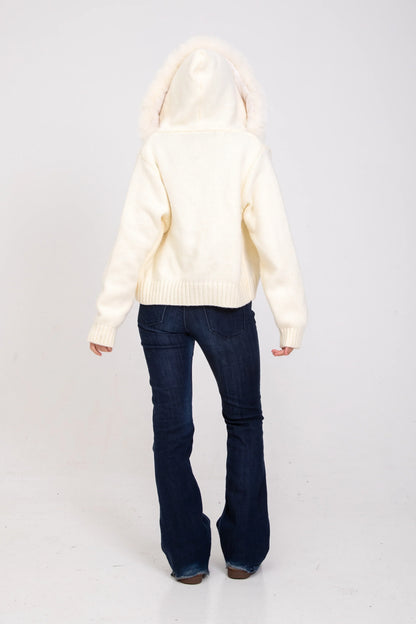 Chloe | Faux Fur Hooded Cropped Jacket