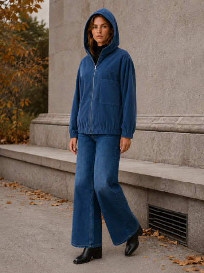 Layla | Oversized Hooded Zip Up Jacket