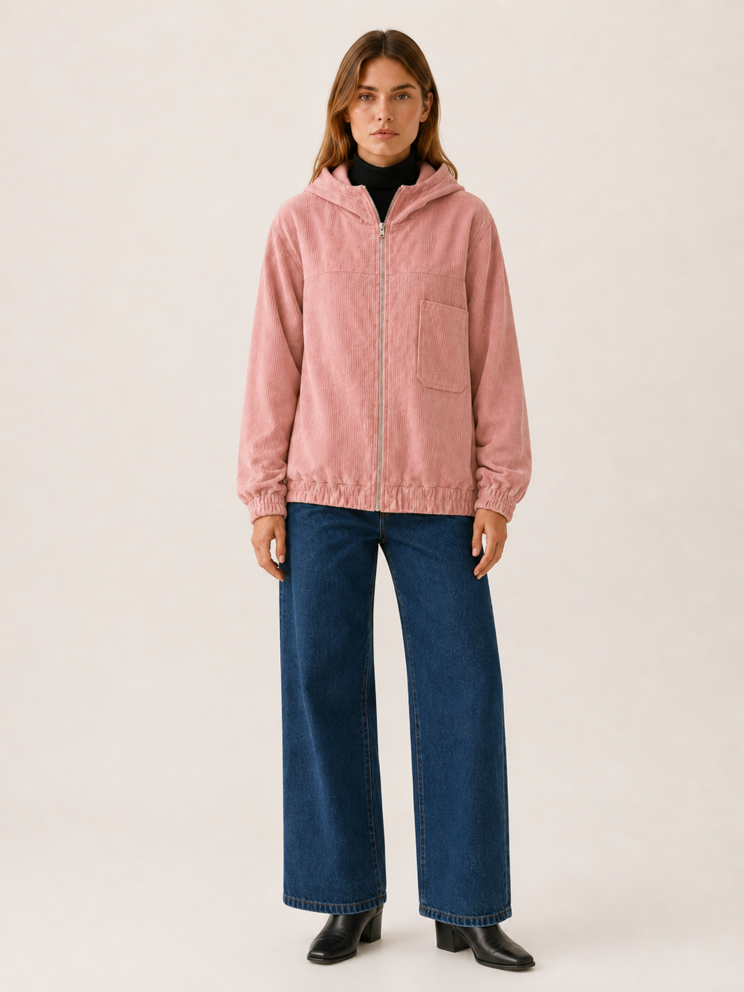 Layla | Oversized Hooded Zip Up Jacket