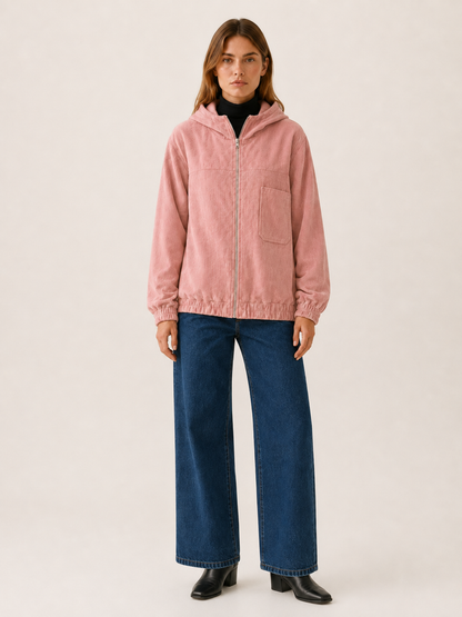 Layla | Oversized Hooded Zip Up Jacket