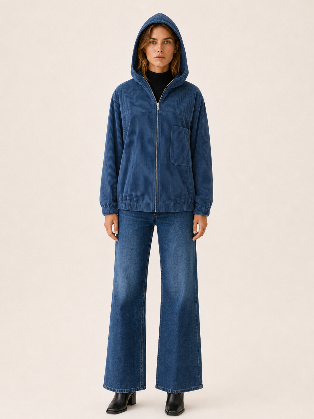 Layla | Oversized Hooded Zip Up Jacket