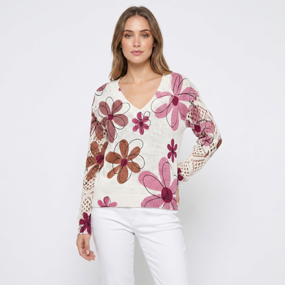 Clementine | Floral V-Neck Pullover