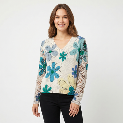 Clementine | Floral V-Neck Pullover