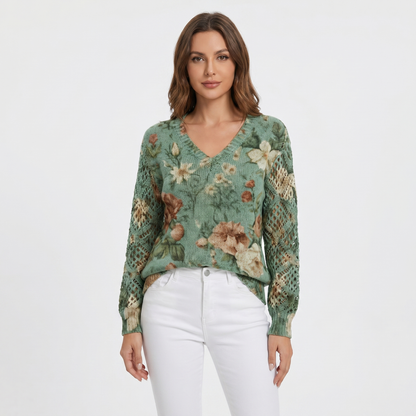 Clementine | Floral V-Neck Pullover