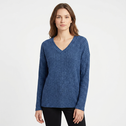 Coraline | Ribbed V-Neck Jumper