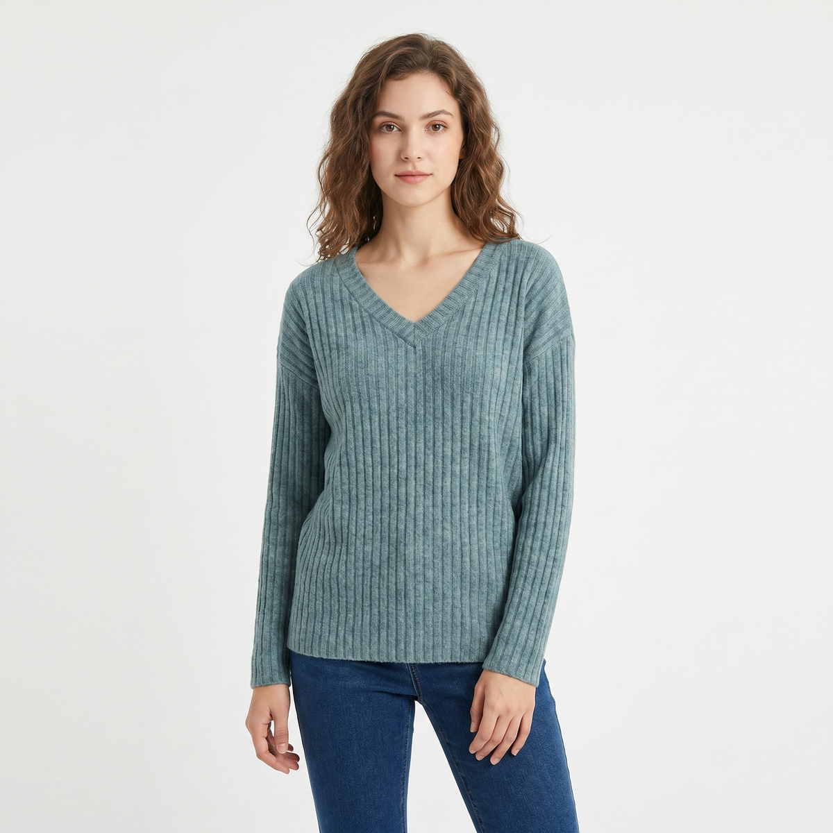 Coraline | Ribbed V-Neck Jumper