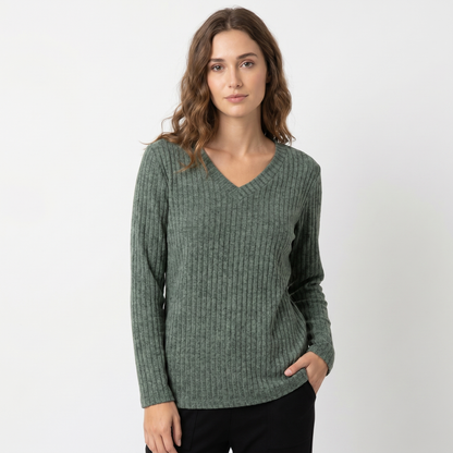Coraline | Ribbed V-Neck Jumper