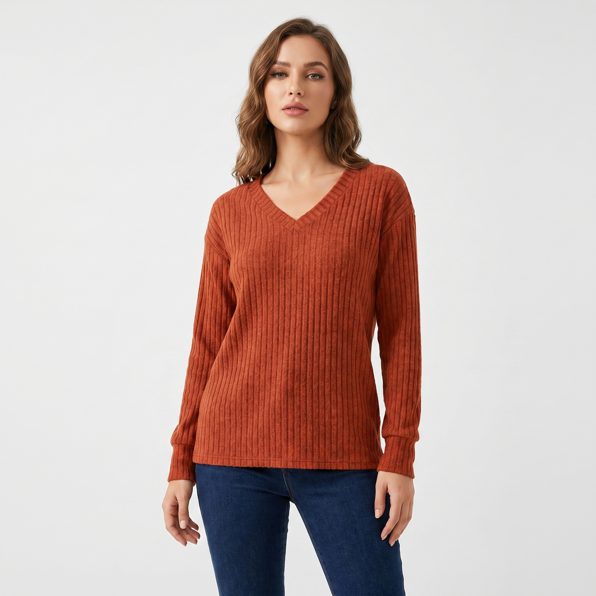 Coraline | Ribbed V-Neck Jumper
