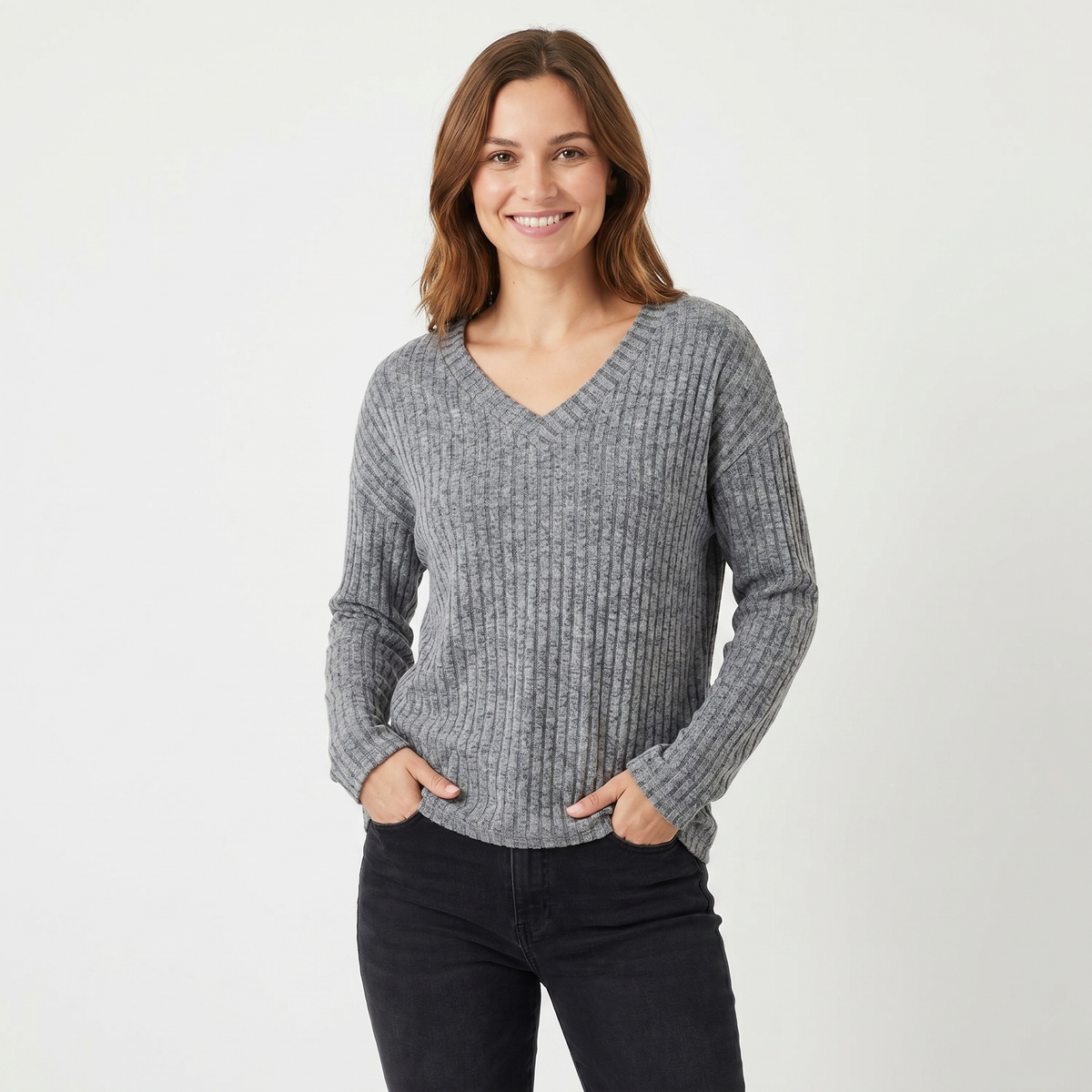 Coraline | Ribbed V-Neck Jumper