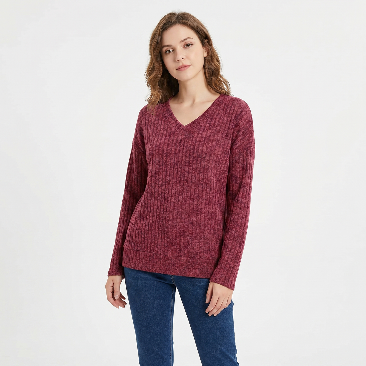 Coraline | Ribbed V-Neck Jumper