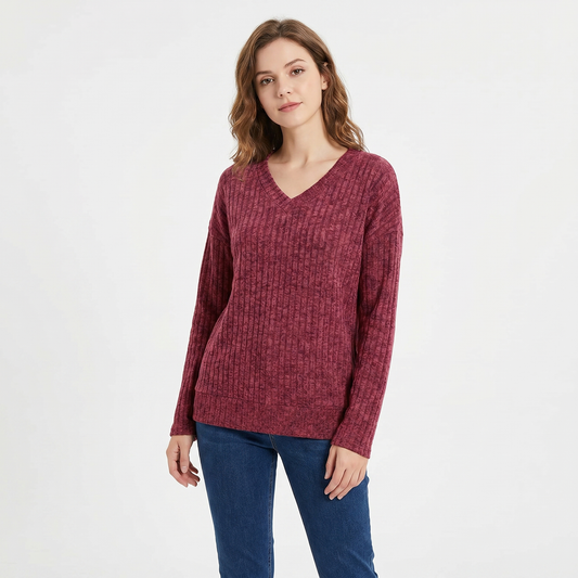 Coraline | Ribbed V-Neck Jumper