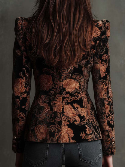 Cressida | Bronze Floral Print Tailored Blazer