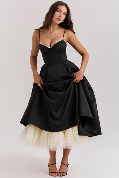 Daisy Satin Corset Midi Dress