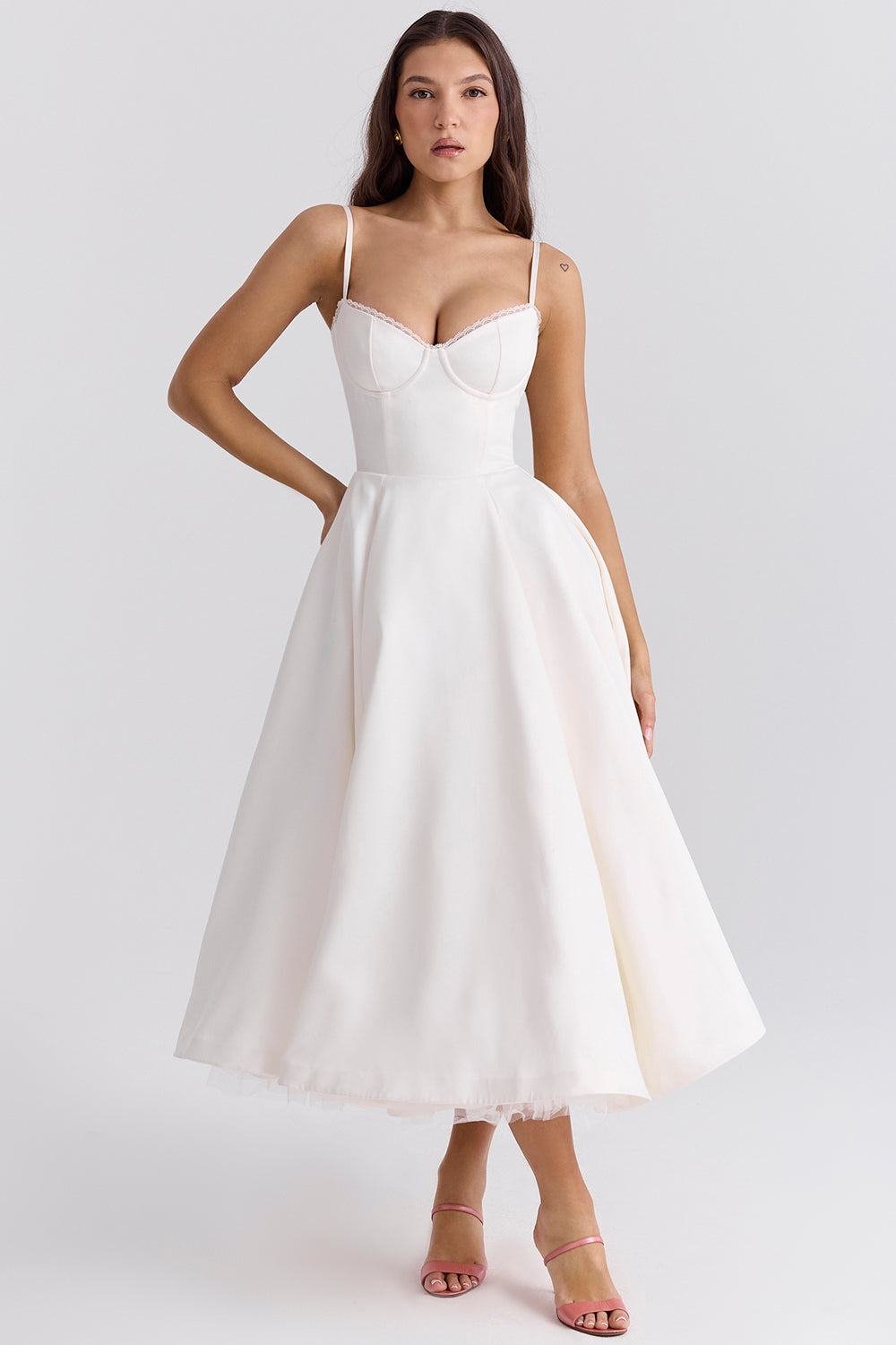 Daisy Satin Corset Midi Dress