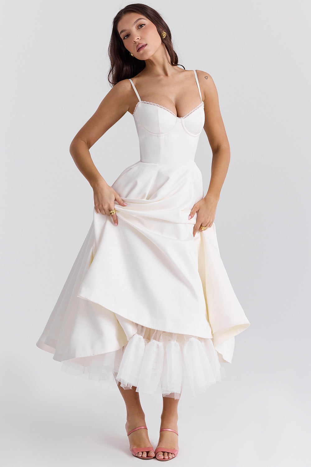Daisy Satin Corset Midi Dress