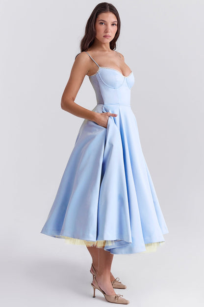 Daisy Satin Corset Midi Dress
