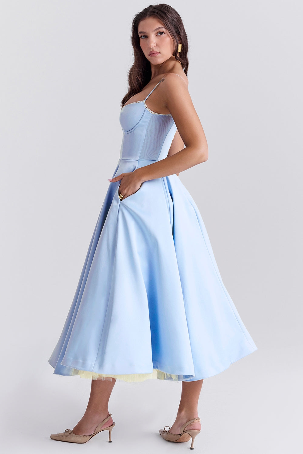 Daisy Satin Corset Midi Dress