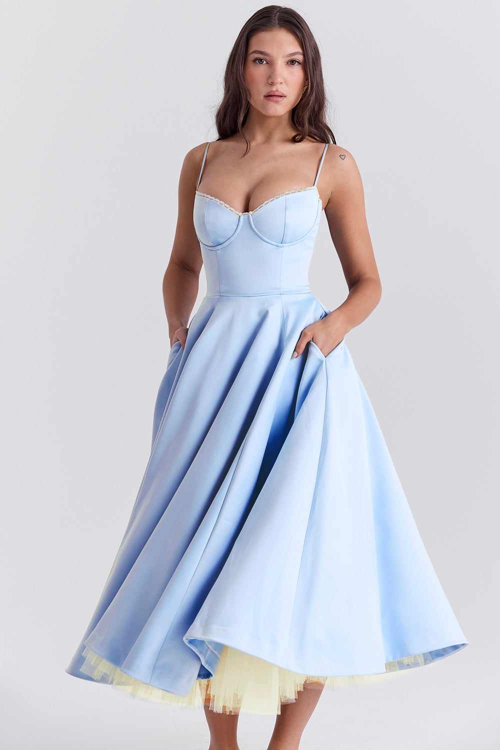 Daisy Satin Corset Midi Dress