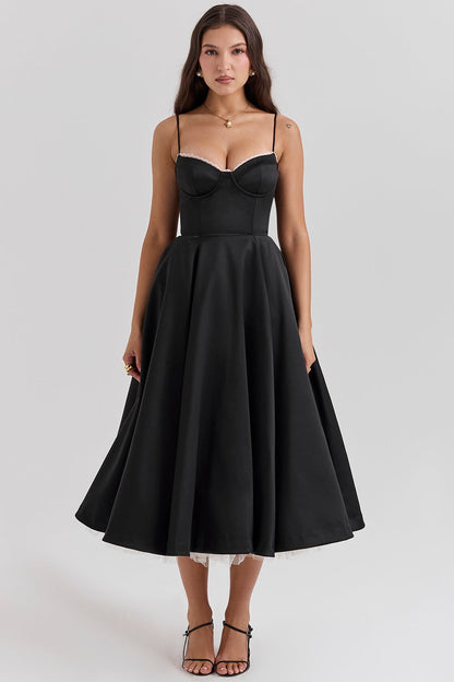 Daisy Satin Corset Midi Dress