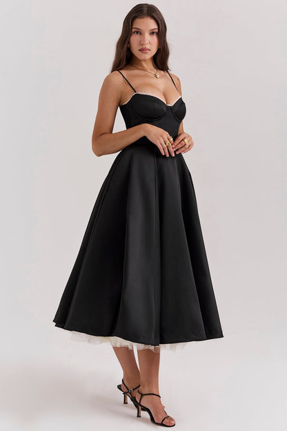 Daisy Satin Corset Midi Dress