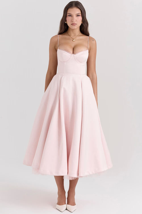 Daisy Satin Corset Midi Dress