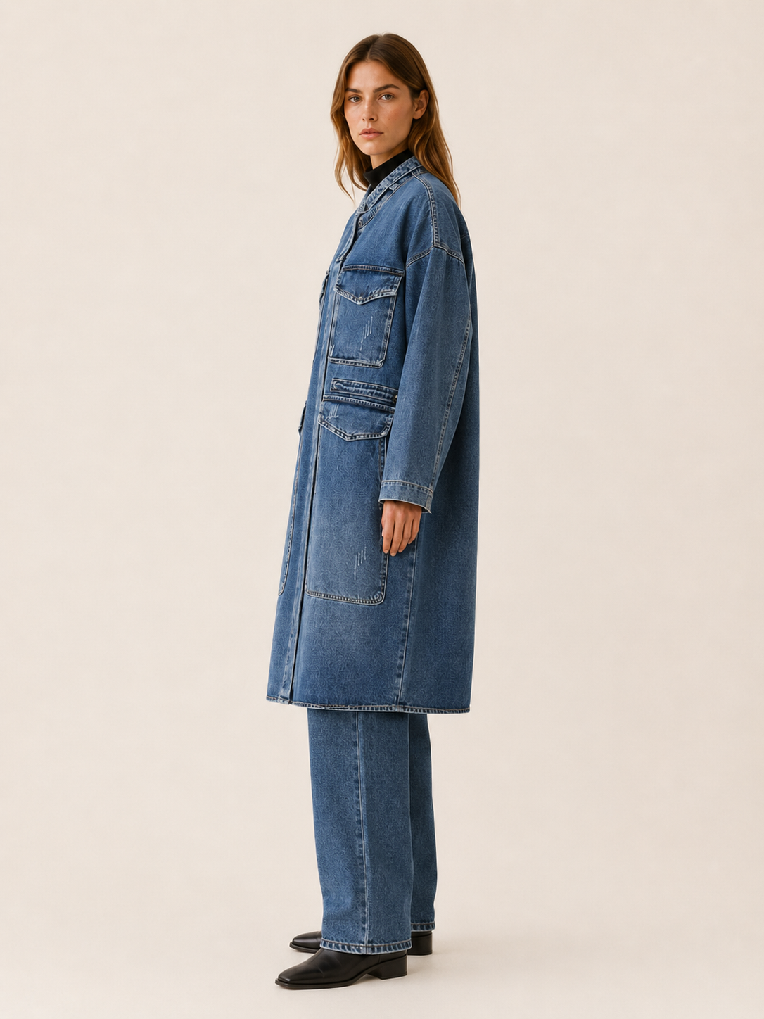 Delilah | Oversized Pocket Denim Long Coat