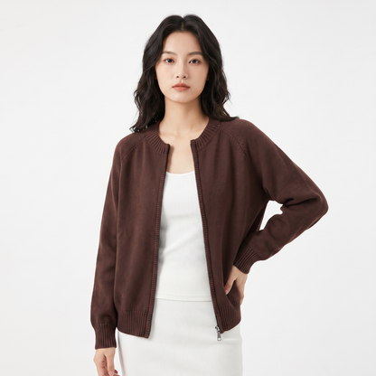 Delphine | Zip-Up Knit Cardigan Jacket