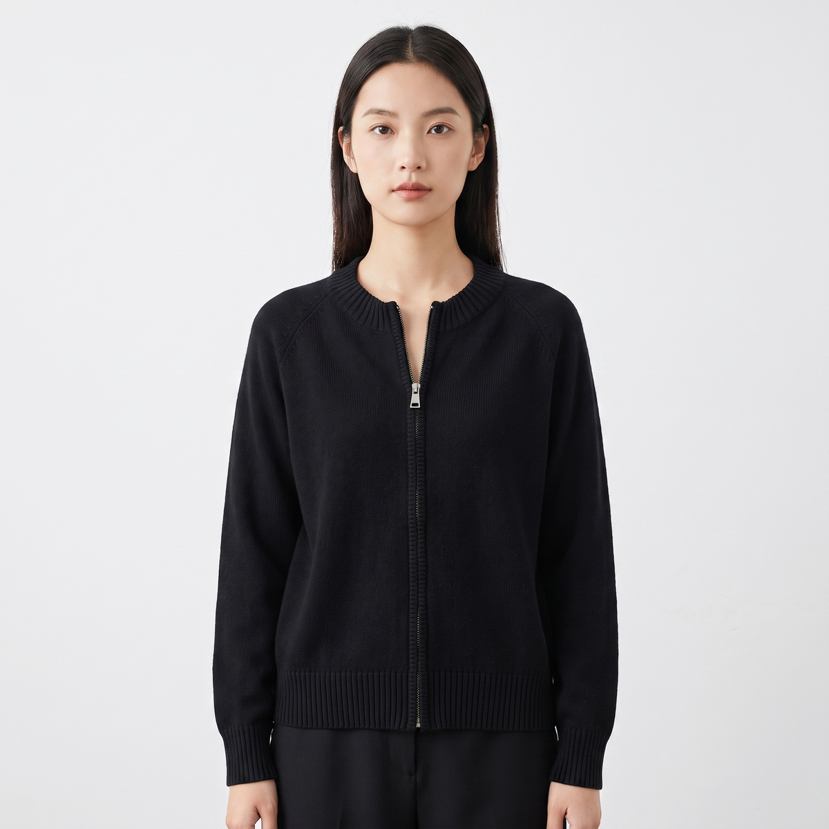 Delphine | Zip-Up Knit Cardigan Jacket