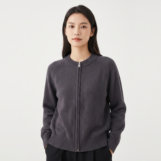 Delphine | Zip-Up Knit Cardigan Jacket
