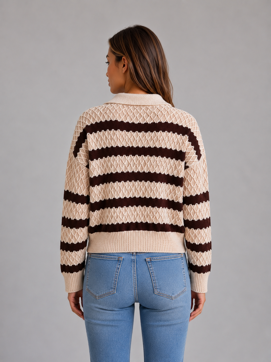 Diane | Pull polo texturé à rayures
