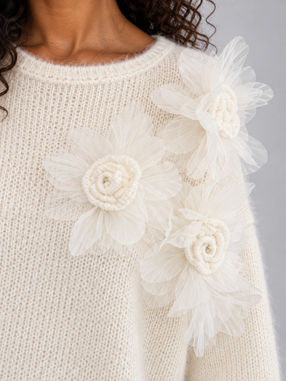 Doris | Pull en maille avec appliqués floraux
