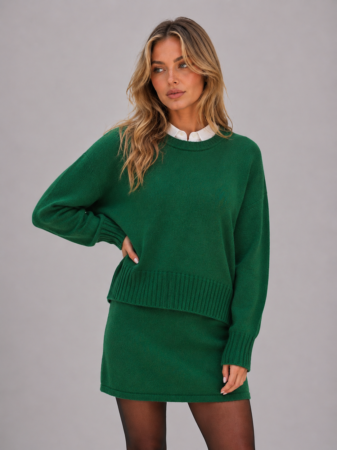 Dorothy | Conjunto de falda tipo jumper de punto de dos piezas